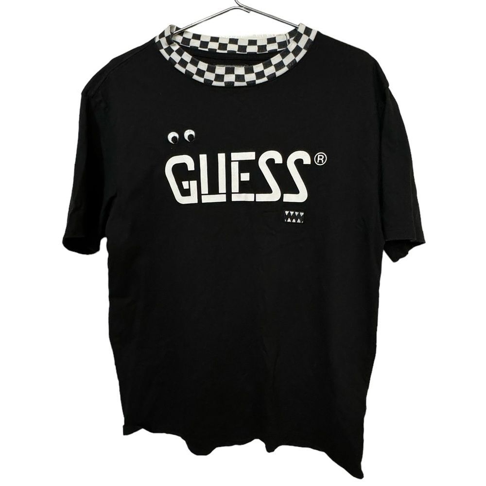 GUESS J Balvin Vibras Black & White Checkered Streetwear Men’s S T-Shirt MINTY
